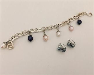 Sterling and Pearl Bracelet and Earrings https://ctbids.com/#!/description/share/225619