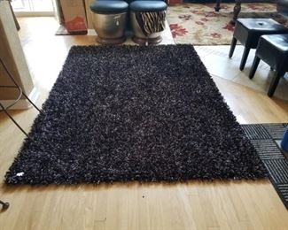 Black shag area rug