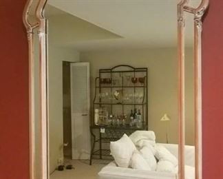 Very Pretty White Washed Beveled Wall Mirror, 24x43