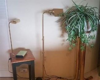 Brass Galore: Vintage 3 Leg Plant Stand, Floor & Table Lamps & Two-Tone Side Table
