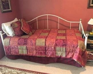  Nice Brass Daybed in Great Condition. Includes Reversible Comforter, Pillows, Wool Blanket and Sheets.