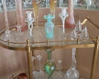 Signed Fenton Vase, Bubble Glass Candle Holders, Iridescent Vase, Crystal: Candle Holders, Pitcher, Cruet, & More
