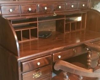 Antique wood desk with key
