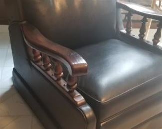 vintage recliner with wooden arms