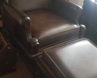Vintage leather chair and ottoman