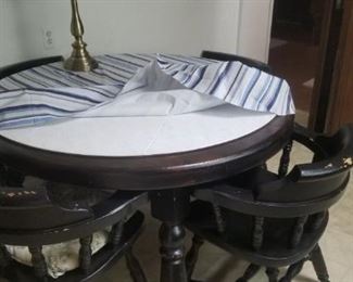perfect to refinish, dark wood kitchen set