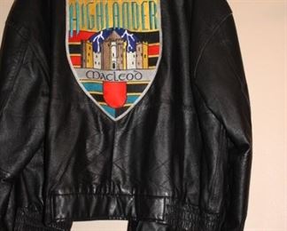 One of several leather jackets