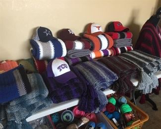 Custom Designed and hand-stitched Collegiate Stadium/Pet/Travel Crochet Blankets + Serape/Poncho/Ruanas.