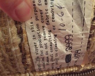 A. Brandt Ranch Oak label in the Adjust-A-Chair showing the catalog #2499 + production year of 1964.