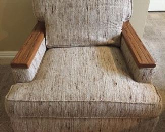 A. Brandt Ranch Oak Upholstered Arm Chair on Casters.