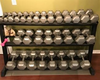 Dumbbell weight set with weight rack