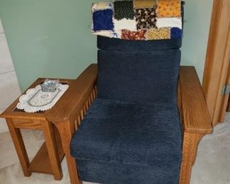 Mission style arm chair and side table