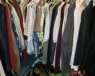 Men's clothes sizes XL-3XL, men's shoes size 12; women's clothes sizes L-XL, some petite