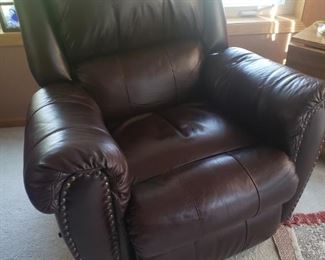 Brown leather recliner