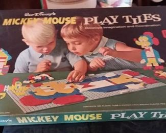 Vintage Walt Disney Mickey Mouse Play Tiles game with box