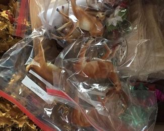 Bags filled with vintage Christmas goodness -- plastic figurines, deer, picks, ornaments and much more!