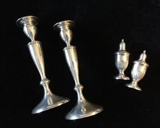 Sterling Candlesticks & Shakers 