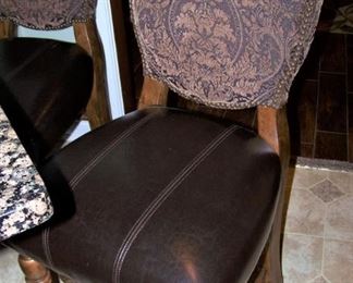 Pair of bar stools, leather seats