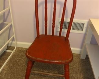 Painted red kids chair