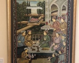 Silk Indian Painting  - very fine -