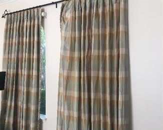 Large set of drapery panels 8' High - including Drapery rods