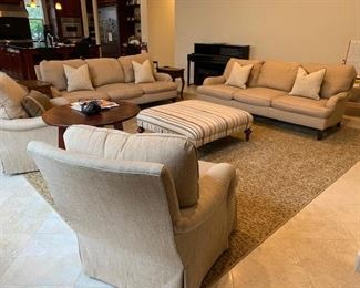 2 sofas 2 Chairs Ottoman custom Made, Rug all for sale! 