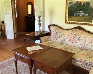 Pair of Mahogany End Tables and Tea Table