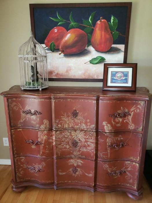Beautiful Asian Cabinet. Original Signed Art. 