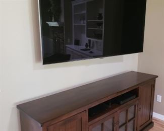 Mission Credenza/Cabinet. Very Large Samsung Flat Screen.