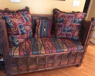 Moroccan Hand carved storage bench