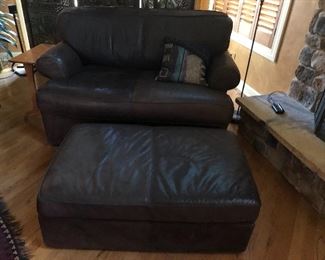 Ethan Allen Leather/Suede loveseat and ottoman