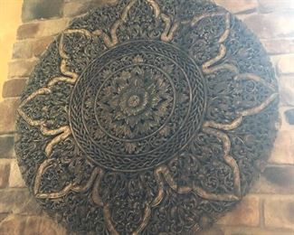 Large round wooden carved decor