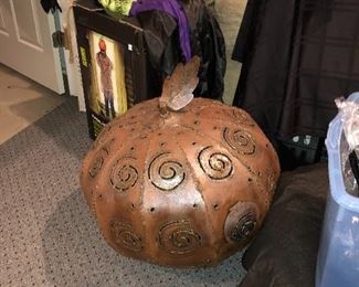 Very large metal pumpkin (heavy, and great for outdoor decor)!