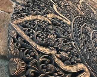 Gorgeous carved wooden wall plaque, approximately 5 ft diameter
