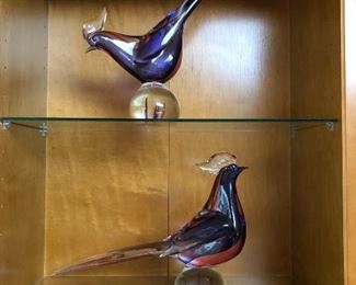  Large Mirano glass bird figurines .