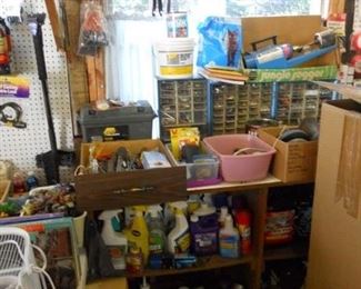 hardware storage bins, tools, household chemicals++