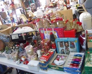 vintage and antique christmas bulbs new in the package, gold bells, animated santa and mrs claus, ornaments