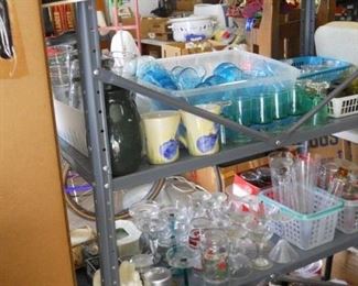 vintage glass ware, candles, candle holders++