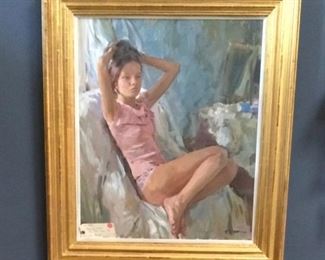 Custom Framed Oil on Board signed by Yuri Krotov