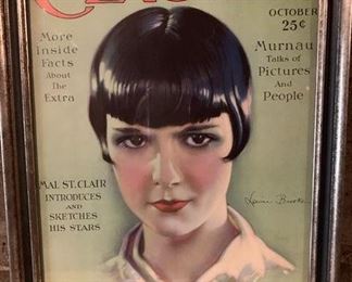 FRAMED MOTION PICTURE CLASSIC  MAGAZINE COVER OF  LOUISE BROOKS (SIGNED)