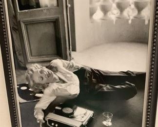 FRAMED BLACK AND WHITE PHOTOGRAPH, of Marlene Dietrich in Monte Carlo, 1956, Signed by WILLY RIZZO.  Silver Gelatin Print, Edition 2/20 , SW34087  WR .  Dietrich lying on floor 