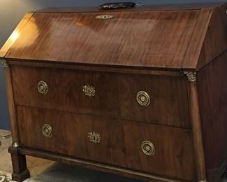 18th C. Italian Commode and companion Slant Front Desk (pictured) with bronze mountings and original hardware - can be sold separately - must see!