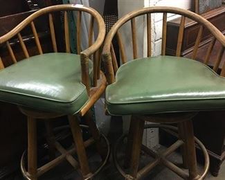 Pair of Vintage McGuire Swivel Seat Bar Chairs