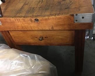 Primative 19th c Wood Chopping Block Table with beautiful soft wear and patina 