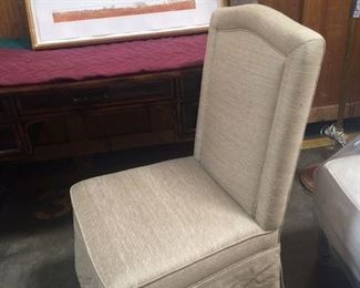 Designer Silk Upholstered Parsons Chair with Skirt