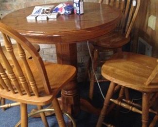 Bistro table; bar stools