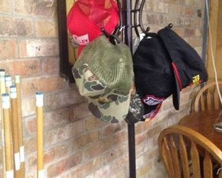 Pool cues; hat rack