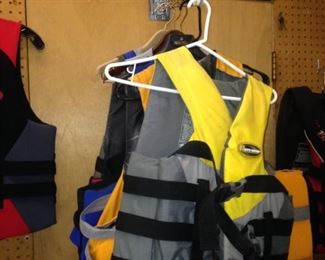 Some of the many life jackets