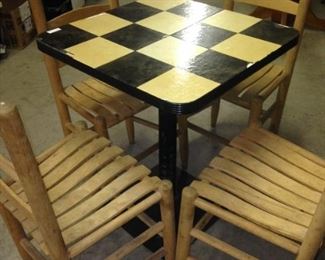 Fun table; ladder back chairs