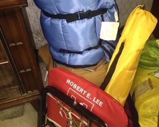 Robert E. Lee stadium seat; sleeping bag